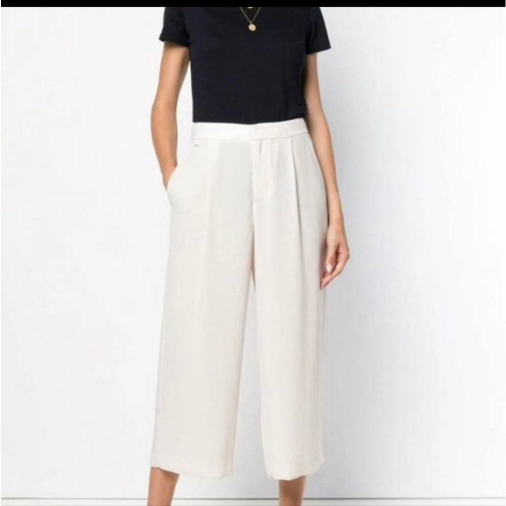 VINCE High Waist Wide Leg Crepe Crop Pants